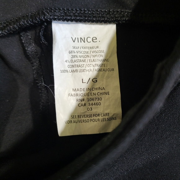 VINCE Mixed Media Ponte Knit Leather Leggings Size Large - Picture 7 of 14
